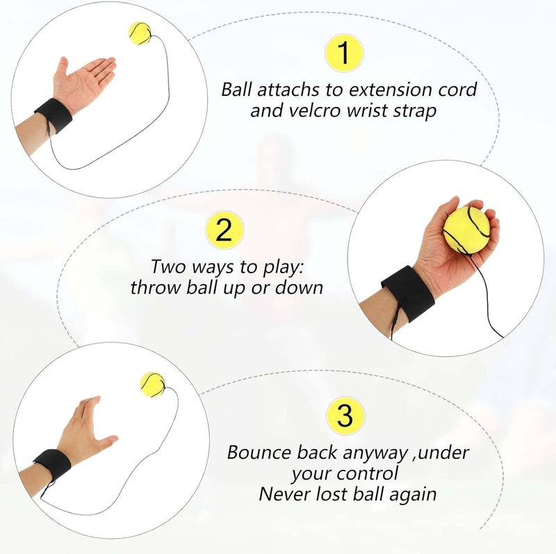 DSLSQD 4 Pieces Wrist Return Ball, 2 Inch Rubber Rebound Ball Wristband On A String Sports Wrist Ball Includes Basketball, Baseball and Football for Teens Adults Wrist Exercise or Play - Image 5